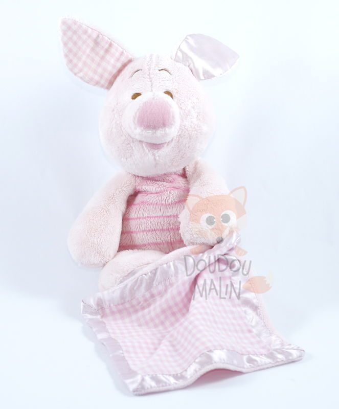  porcinet peluche mouchoir cochon rose vichy 